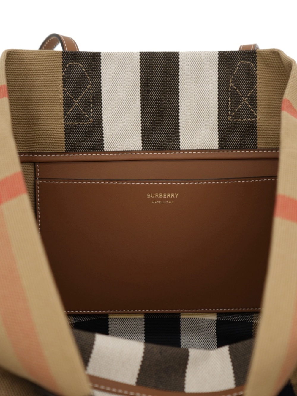 Burberry London Tote Check Taupe Brown Canvas New - Picture 6 of 7